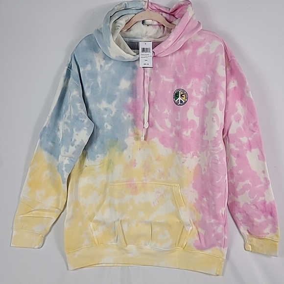 NEW Cross Colours Pink Tie Dye LBL Love Black Lives Hoodie Men's Sz L MSRP $80-a - Picture 1 of 7